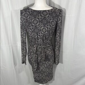 Tommy Hilfiger Black and Gray Long Sleeve Dress